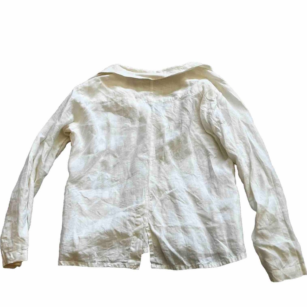 FLAX BUTTON DOWN TOP W/ POCKETS SIZE LARGE MINIMALIST MODERN CHIC SOPHISTICATED - Picture 2 of 9